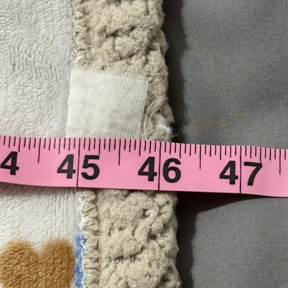 Horse Print Sherpa Lined Throw Blanket Blue Gold Hearts Horseshoe Fleece 46x62 - Picture 4 of 6